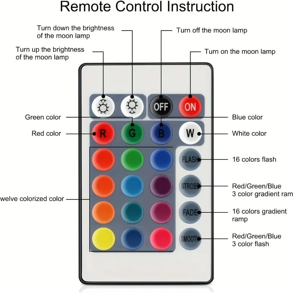 16-Color 3D Moon Lamp (USB)