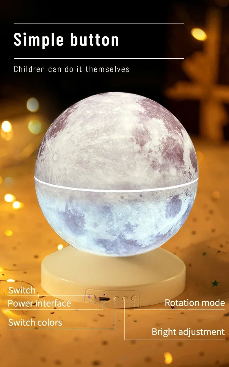 Battery-Powered Moon & Galaxy Lamp