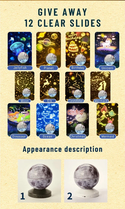 Battery-Powered Moon & Galaxy Lamp